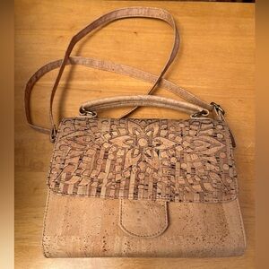 Cork Crossbody Bag with Floral Design